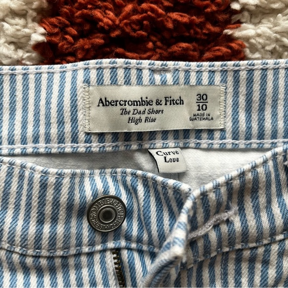 Abercrombie & Fitch Curve Love High Rise Dad Short - Blue Stripe - Picture 2 of 4